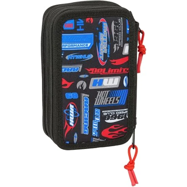Safta HOT Wheels Schulmäppchen M, 37 Utensilien, bunt, 12,5 x 5,5 x 19,5 cm, robust und vielseitig für 5-14 Jahre – Bild 2