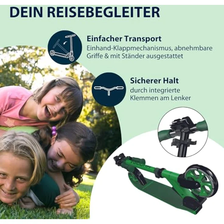 Hudora Cityroller Up 145 Junior, höhenverstellbar, klappbar, bis 60kg, für Kinder ab 3 Jahren, rutschfeste Trittfläche – Bild 4
