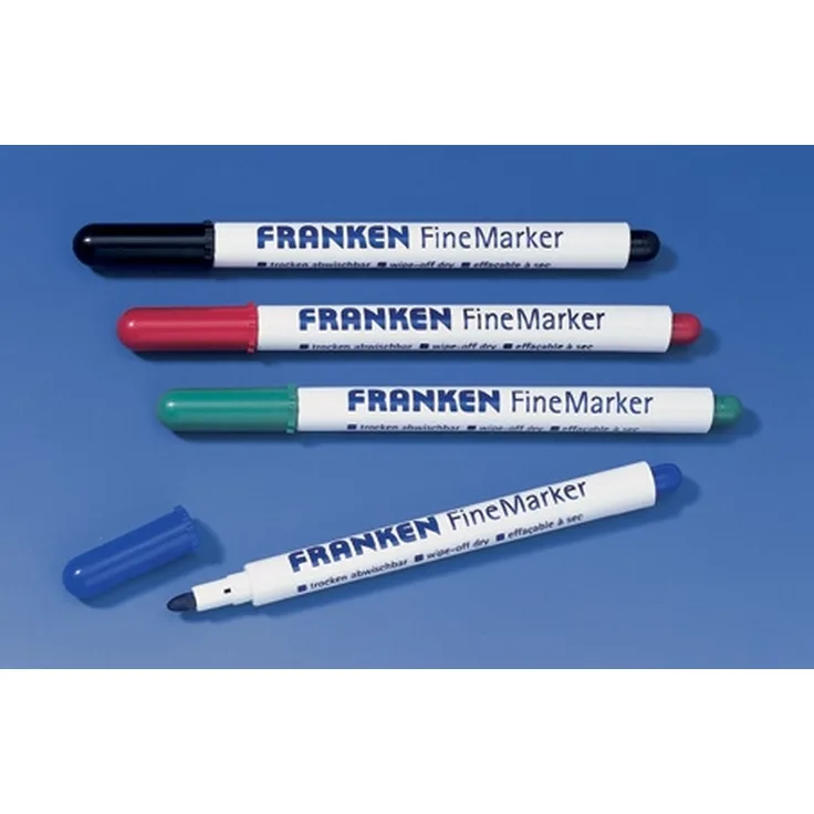 FRANKEN Whiteboard Marker FineMarker, geruchsneutraler Tafelschreiber mit Rundspitze, 1-2 mm, rot