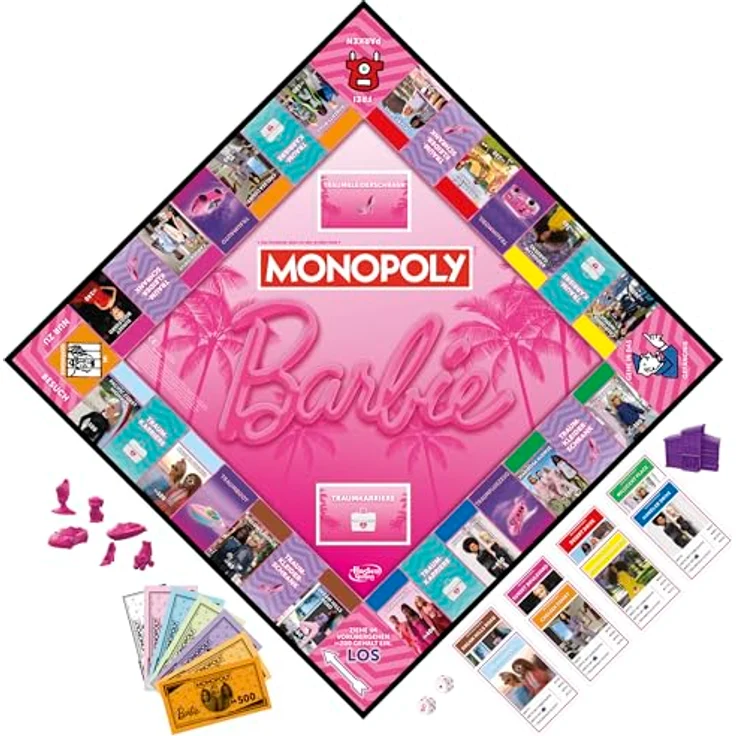 Hasbro Monopoly Barbie, Gesellschaftsspiel mit Barbie-Figuren und Traumwelten – Bild 3