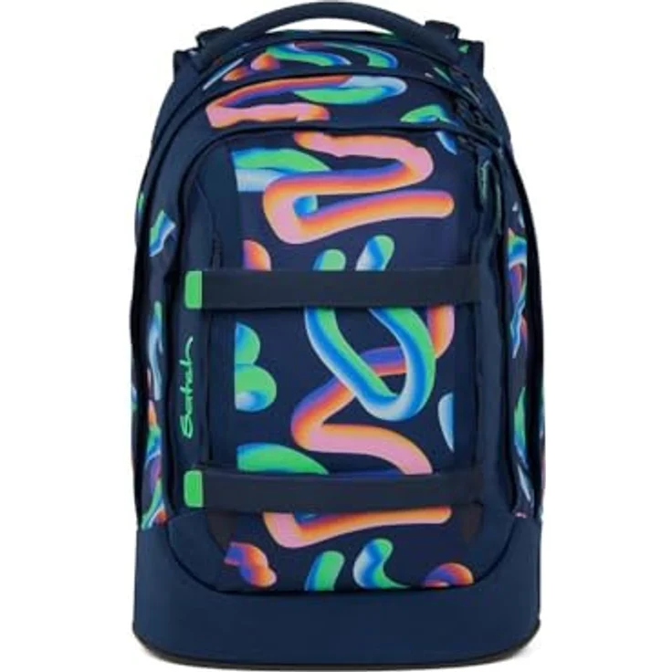 Satch pack Schulrucksack Set 2tlg. mit Schlamperbox, 30 Liter Volumen, Crazy Twist Design, 3D Soft-Mesh Rückensystem – Bild 2