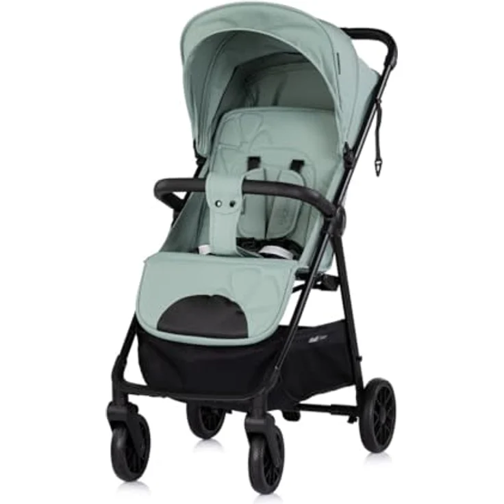 Chipolino Kinderwagen Blossom, verstellbare Rückenlehne, Stoßdämpfer, bis 22kg, Korb, grün – Bild 2