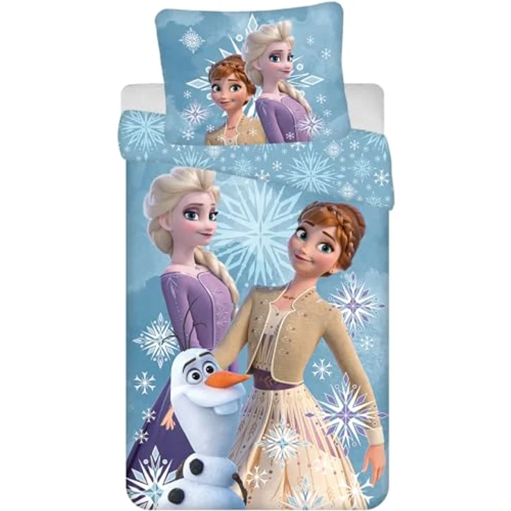Jerry Fabrics Disney Frozen Bettwäsche Eiskönigin Anna ELSA Snow 135/140x200, 100% Baumwolle, Wendebettwäsche, für Jungen und Mädchen
