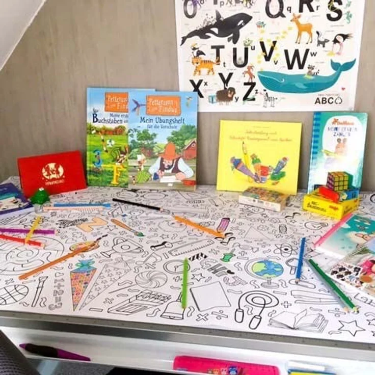 Ausmal-Tischdecke Schulanfang, Geschenkidee für Schultüte, Dekoration Schulanfang, Geschenk Zuckertüte, Mädchen, Jungen, Mal Mich Bunt – Bild 4