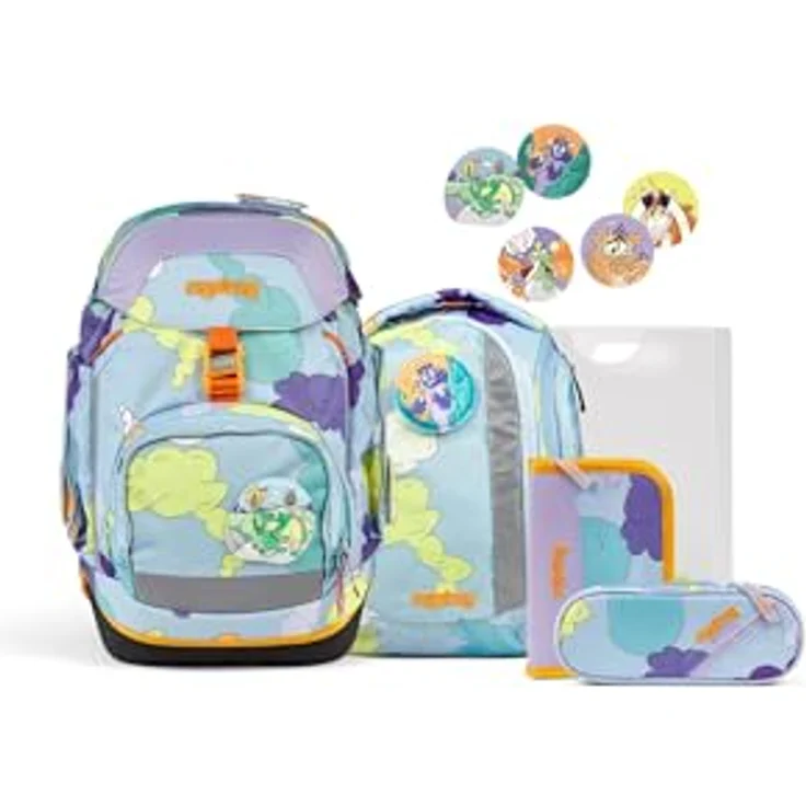 ergobag Schulranzen pack Set (6-tlg.), ergonomischer Schulrucksack mit verstellbarem Your-Size-System und individuellen Kletties – Bild 1