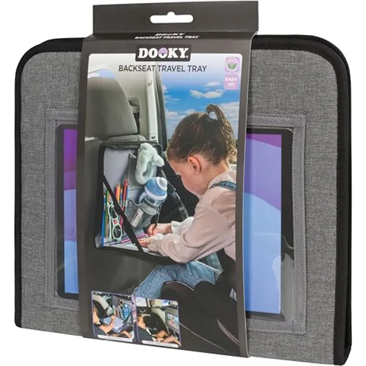 Dooky Rücksitzorganizer Dooky, verstellbarer Rücksitztisch mit Tablet-Halter und platzsparendem Design, ideal für Familienreisen