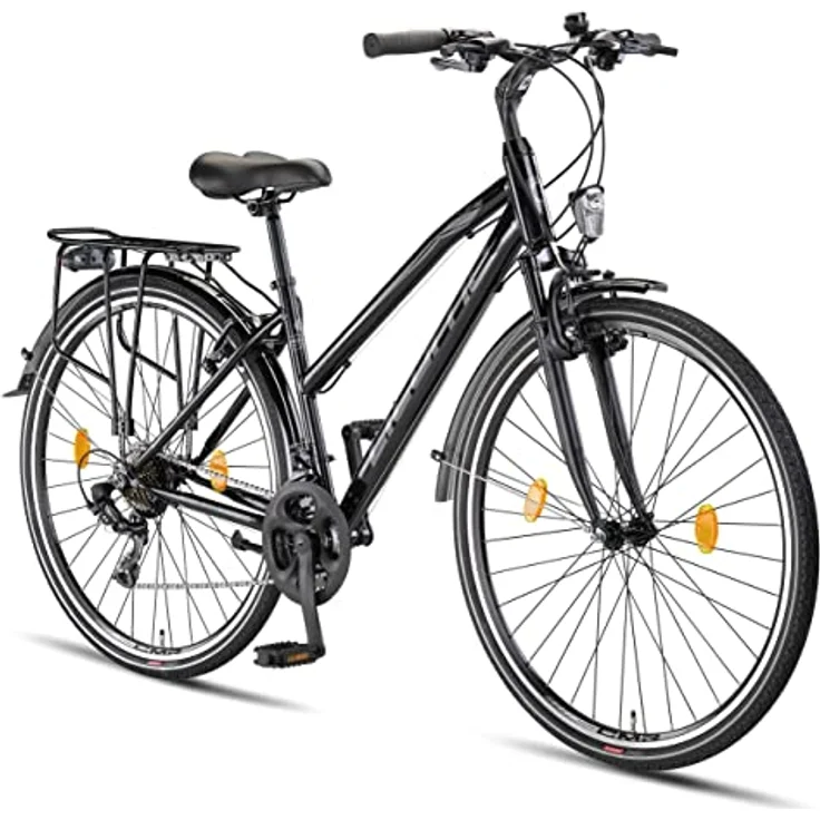 Licorne Bike Premium TrekkingBike in 28 Zoll - Fahrrad für Herren, Jungen, Mädchen und Damen - Shimano 21 Gang-Schaltung - Citybike - Männerfahrrad - L-V-ATB - Schwarz/Grau – Bild 1