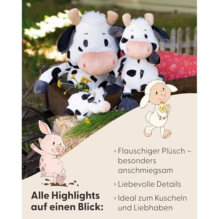 NICI Kuscheltier Kuh Cowluna, 22cm weiches Plüschtier in weiß, ideal zum Kuscheln & Spielen, perfektes Geschenk für Kinder & Erwachsene - 62251 – Bild 4