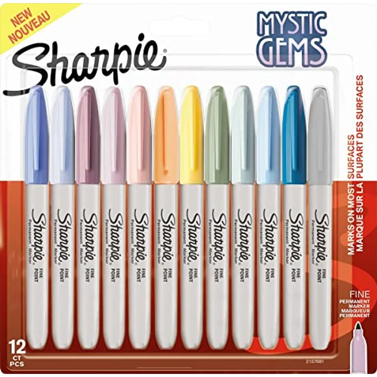 Sharpie Permanentmarker Rundspitze F 0,9mm Edelsteinfarben 12er Blister