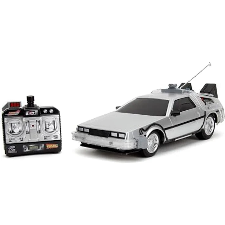 Jada Toys Zurück in die Zukunft RC Auto (28 cm) - ferngesteuertes Filmauto mit Licht & Turbo bis 10 km/h, mit USB-Ladefunktion, für Erwachsene & Kinder ab 6 Jahre, Schwarz – Bild 1