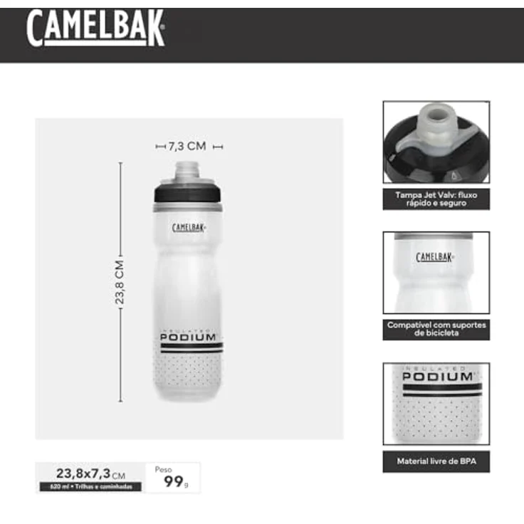 Camelbak Podium Chill Trinkflasche 620 ml - schwarz/silber. – Bild 3