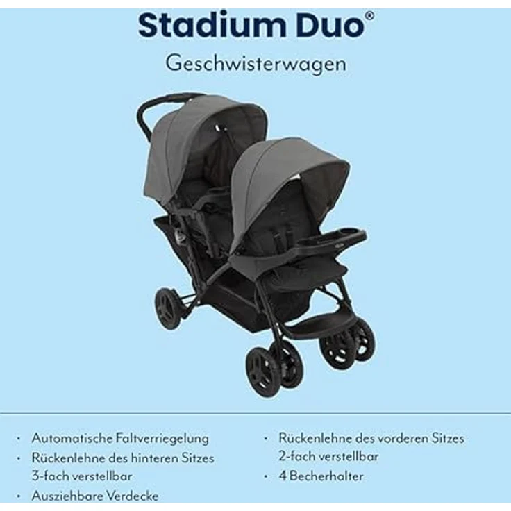 Graco - Geschwisterwagen Stadium Duo - Farbe Titanium – Bild 2