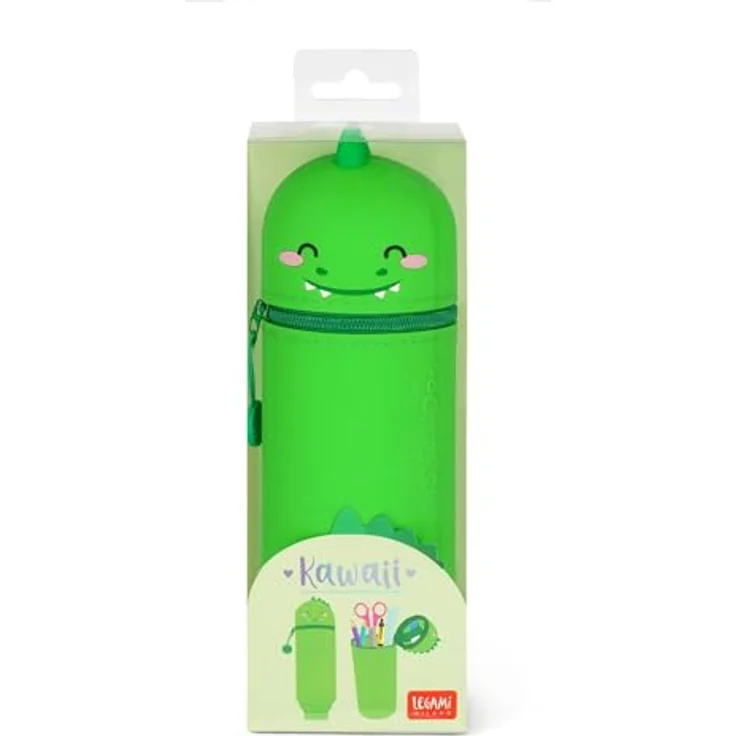Legami - 2-in-1 Weiche Silikontasche - Kawaii, Giraffe Schultasche, Tischstifthalter, Reißverschluss, Silikon, Stiftetasche Buntstifte Marker, H 18,5 cm – Bild 5