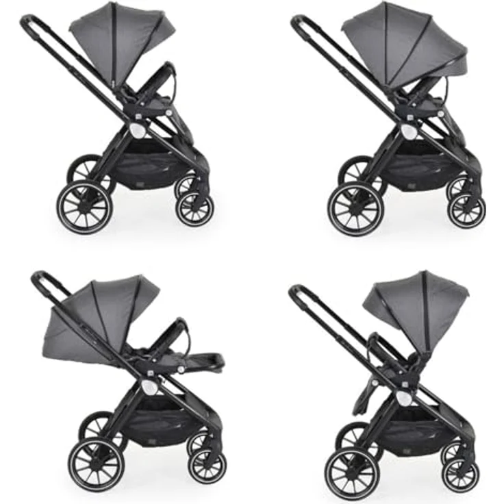 Cangaroo Kombikinderwagen 3 in 1 Christiano Babywanne Babyschale klappbar Tasche, grau – Bild 5