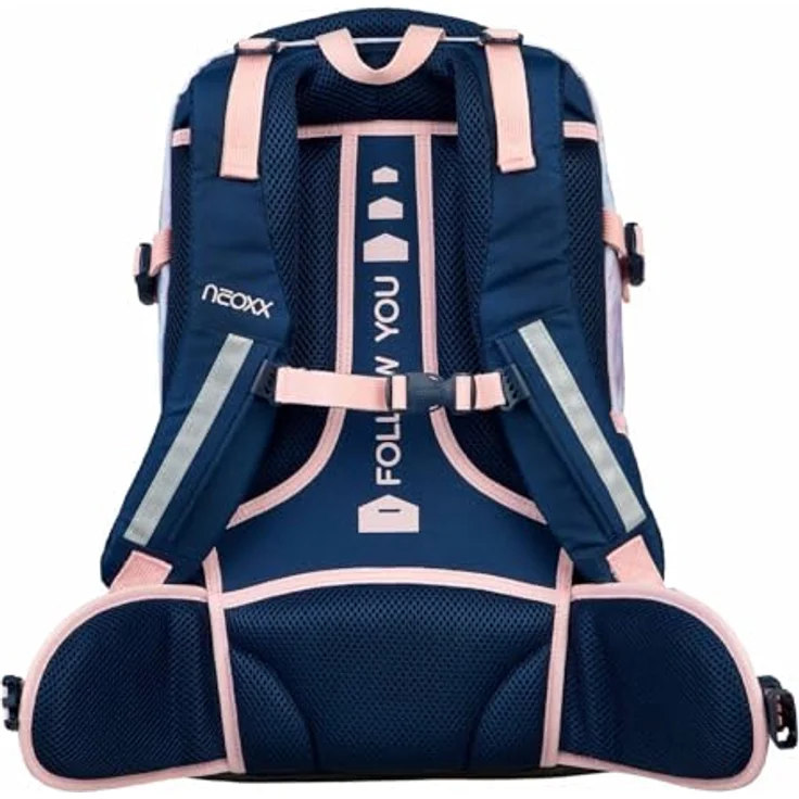 neoxx Schulrucksack ACTIVE Pro Dreaming of Pastel, aus recycelten PET-Flaschen, 3 Fächer + Geheimfach, höhenverstellbare gepolsterte Träger, Volumen ca. 30 Liter – Bild 3