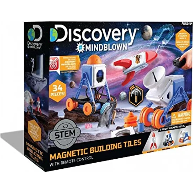 Discovery 1423005751 - RC Magnetic Building Tiles - magnetische intergalaktische Modell-Bauset mit Fernbedienung - für Kinder ab 6 Jahren