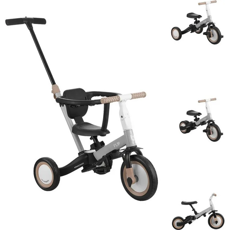 Kikkaboo Dreirad Flip 5 in 1, Stahlrahmen, rutschfeste Griffe, verstellbar, Kohlenstoffstahl, blau
