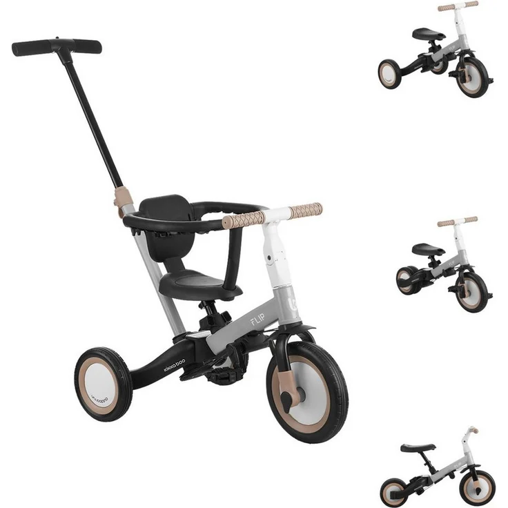 Kikkaboo Dreirad Flip 5 in 1, Stahlrahmen, rutschfeste Griffe, verstellbar, Kohlenstoffstahl, blau