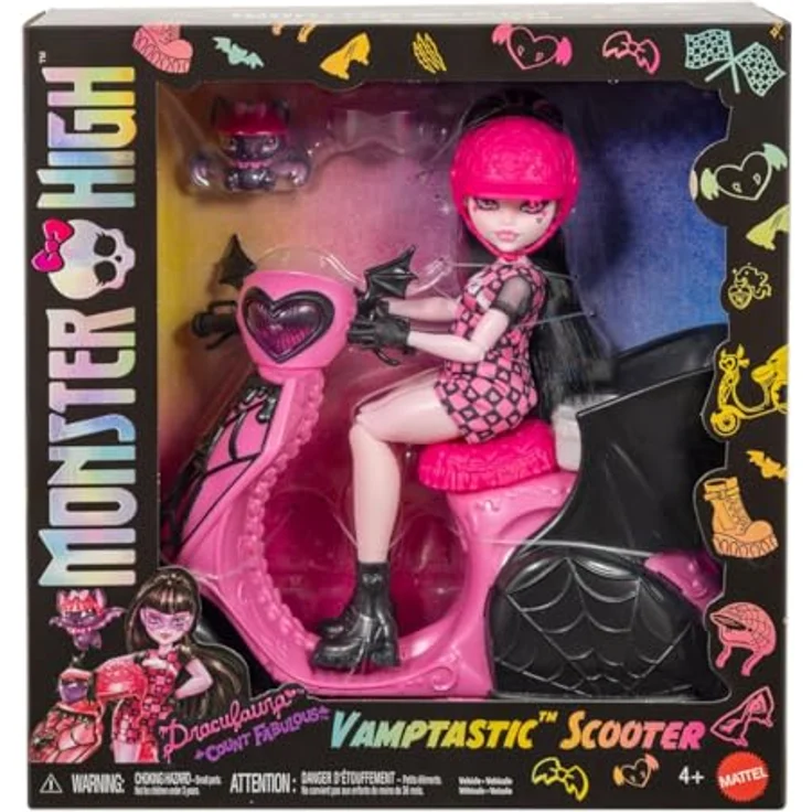 Monster High Draculaura und Sein Monster Scooter hig, Puppen Zubehör mit Vampir-Thema – Bild 2