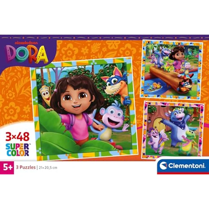 Clementoni 25078 Dora The Explorer Puzzle, 3x48 Teile Lernspiel für Kinder ab 5 Jahren, farbenfroher Druck – Bild 2