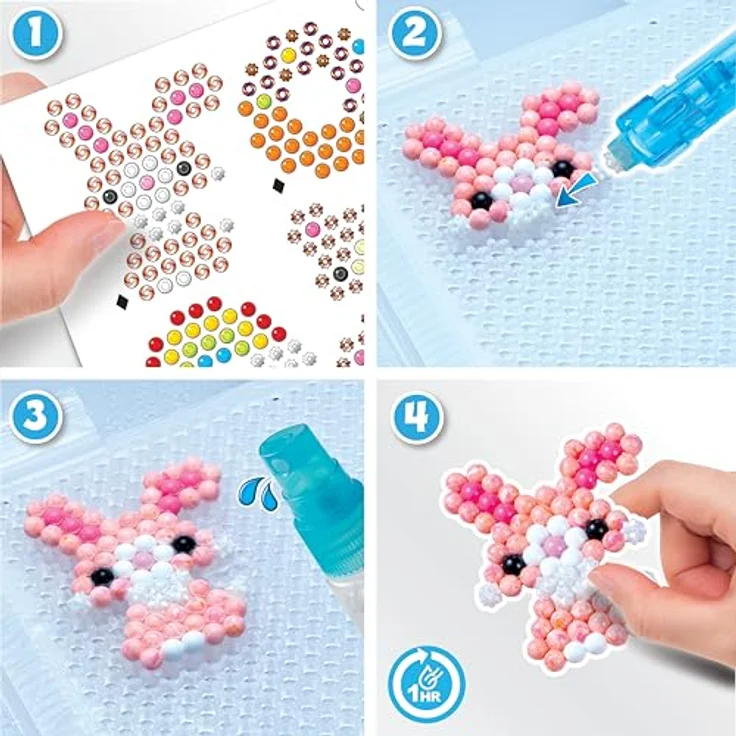 Aquabeads Kreativset Bastelstudio Starter Set, 900 bunte Bastelperlen, Pop-Up Bastelplatte und Sprüher, für Kinder ab 4 Jahren – Bild 7