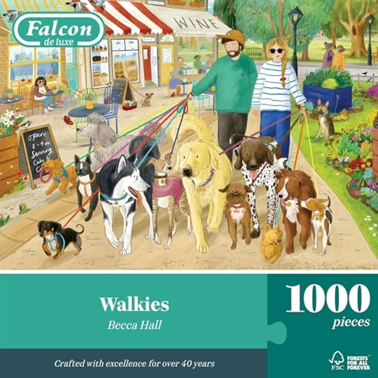 Falcon Jumbo Puzzle 1000 Teile Hundespaziergang, hochwertige Qualität – Bild 1