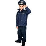 Maskworld Polizei-Uniform für Kinder, 3-teiliges Kostüm in Dunkelblau, Größe 140, ideal für Karneval, Fasching & Halloween