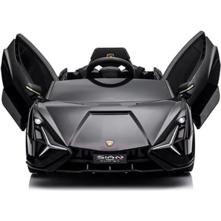 FINOOS Lamborgini Sian 12V Kinder Elektroauto mit Fernbedienung, Ledersitz, MP3-Player, Hupe, Licht, schwarz – Bild 2