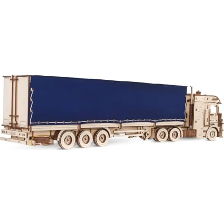 EWA Eco-Wood-Art Planenanhänger 3D-Puzzle für EWA Truck Road King, hochdetailliert, 286 Teile, aus Sperrholz, ohne Kleber, 574x123x171 mm – Bild 2