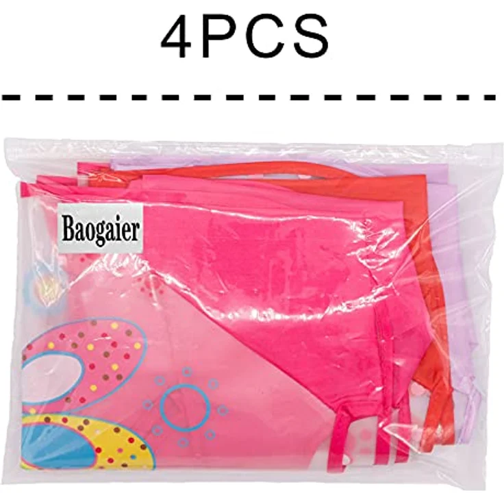 Baogaier Lätzchen Baby Wasserdichte Lange Aermel Kinder Mädchen Waschbar Babylätzchen zum Bemalen BPA Frei Abwaschbar Verstellbare Einfache Reinigung Schürze Essen Kunst Handwerk Spielen Rot Pink 4PCS – Bild 8