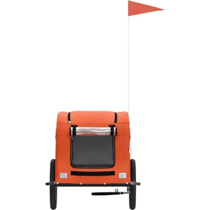 vidaXL Fahrradhundeanhänger Fahrradanhänger für Hunde Orange Oxford-Gewebe und Eisen, mit PVC-Dach und reflektierenden Elementen – Bild 4