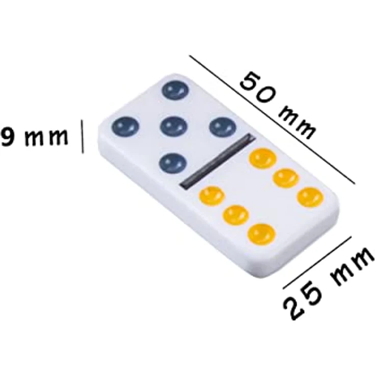 Engelhart - Domino Mexican Train/Zug -Premium- Qualität - Dobbel 12 - 2-8 Spieler - 91 farbige Dominosteine 9mm dick - in Holzkiste + 8 farbige Züge und Bahnhof – Bild 6