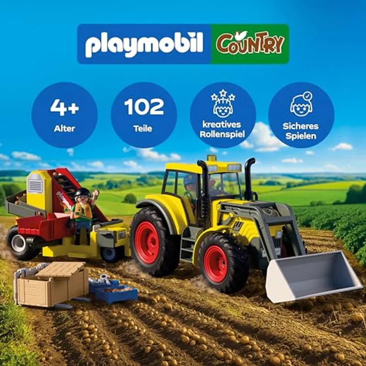 Playmobil Großer Traktor mit Kartoffelroder, inklusive Schnellwechselplatte und Sortiersystem für Kartoffeln – Bild 2