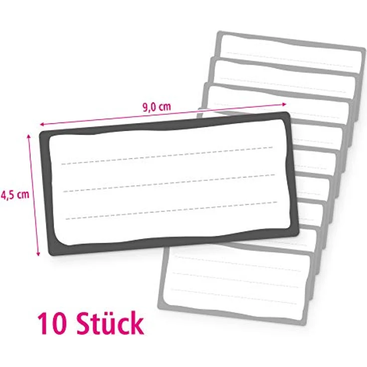 itenga 10x Buchetiketten, selbstklebende Schulheft Etiketten in Grau-Weiß, beschreibbar, 9x4,5 cm – Bild 3
