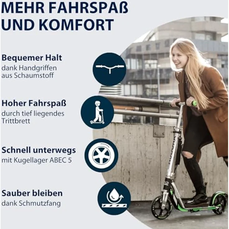 HUDORA BigWheel® 205, Stars "Exklusiv Edition", stabiler Aluminium-Scooter, höhenverstellbar und zusammenklappbar, für Kinder und Erwachsene bis 100 kg – Bild 4