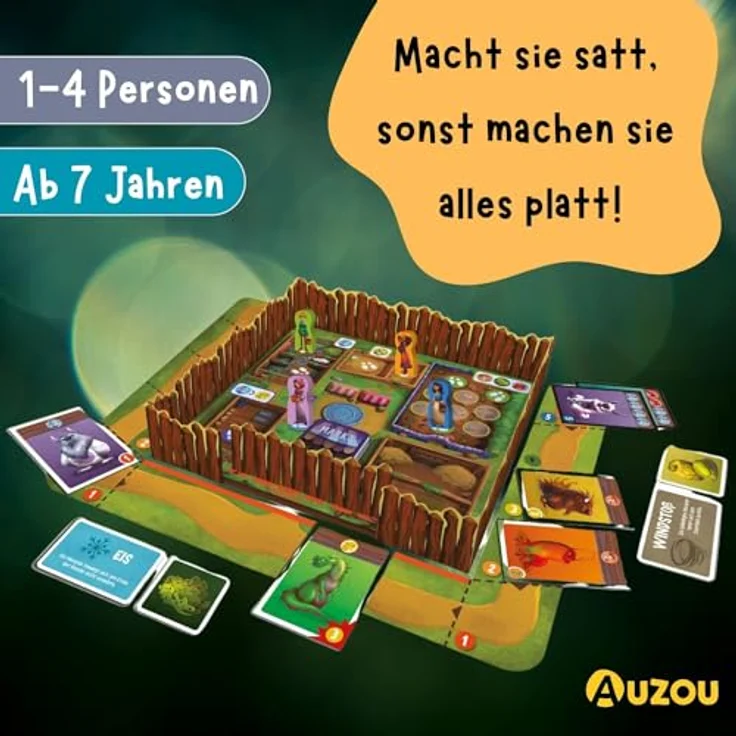 AUZOU Monsterhunger! Kooperatives Brettspiel für 1-4 Spieler ab 7 Jahren, 3-D Spielaufbau, füttert Monster und rettet das Dorf – Bild 4