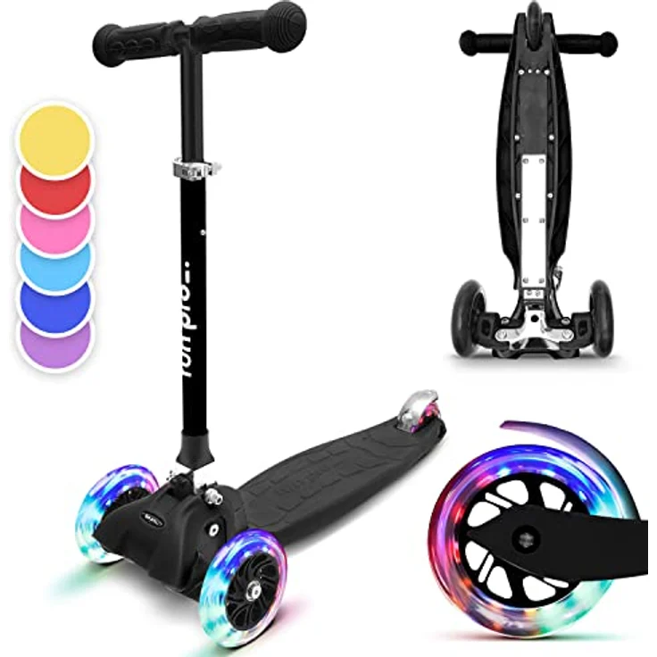 Fun Pro ONE Scooter, der Sichere Premium Roller Kinder 3 Jahre, LED Räder, faltbar, ab Kleinkind Junge Mädchen, Händler aus HH, 3 Jahre Garantie, rot – Bild 1
