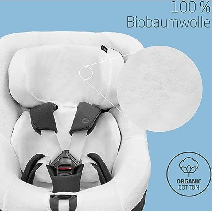 Maxi-Cosi Sommerbezug aus Biobaumwolle für den Pearl 360 und Mica (Eco), Kindersitzbezug, atmungsaktiv, feuchtigkeitsabsorbierend, maschinenwaschbar, nachhaltige Baumwolle, Naturweiß – Bild 5