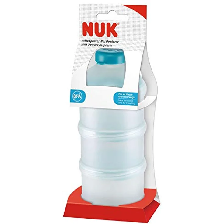 NUK Milchpulver-Portionierer, drei Döschen stapelbar, praktischer Einfülltrichter, für zu Hause und unterwegs – Bild 3