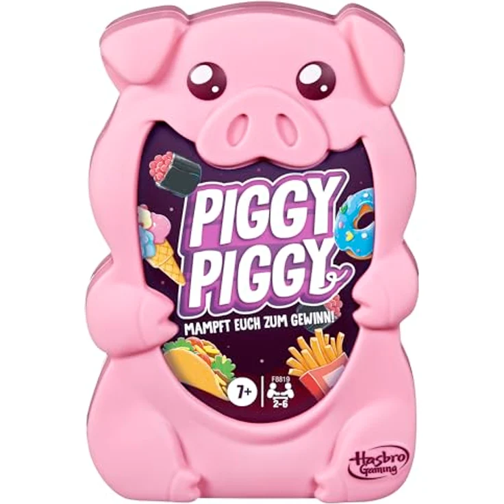 Hasbro Gaming Piggy Piggy Kartenspiel für Familien - Deutsche Fassung, niedliche Schweinchenfiguren, strategisches Schlemmerkarten-Spiel – Bild 1