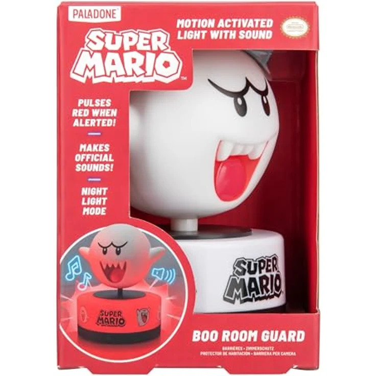 Paladone Super Mario Leuchte mit Sound Boo, 14 cm große bewegungsaktivierte Nachtlicht mit Zimmerwächter-Modus und USB-Stromversorgung – Bild 5