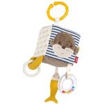 Fehn Greifspielzeug Otter Theo, Activity-Würfel mit Befestigungsring, Motorik-Spielzeug für Babys ab 0+ Monaten, 10 x 10 cm, inkl. Rasselring und Softbeiß-Element