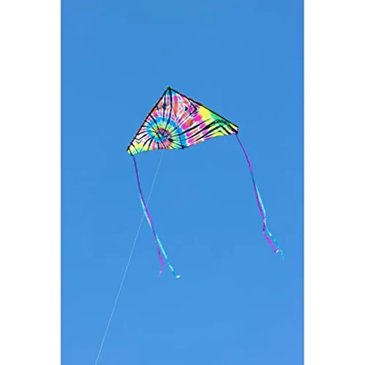 HQ Design Delta 140cm, Einleiner Kinderdrachen mit 17kp Polyesterschnur 40m, für wenig Wind ab 5 Jahren, Tie Dye – Bild 4