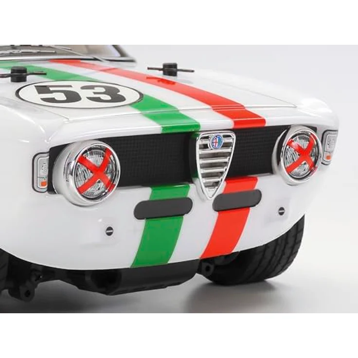 TAMIYA 47501 1:10 RC Alfa Rom. Giulia Club lackiert MB-01 Modellbau Bausatz, 2WD Antrieb, originalgetreue Karosserie, Fernsteuerung erforderlich – Bild 3