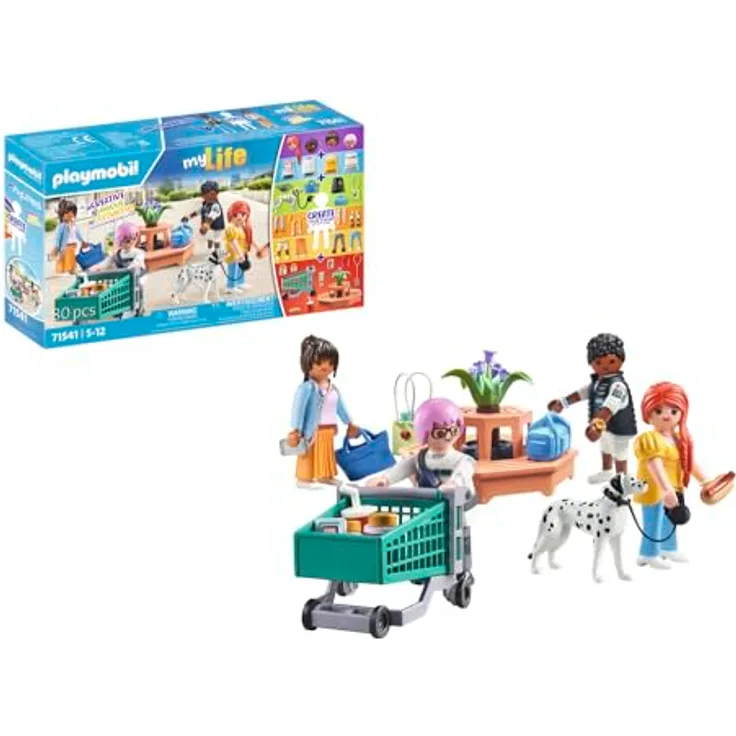 PLAYMOBIL MyLife 71541 MyFigures Shopping, große Einkaufstour durch die Läden, inklusive Einkaufswagen und Einkaufstüte, detailreiches Spielzeug für Kinder ab 5 Jahren