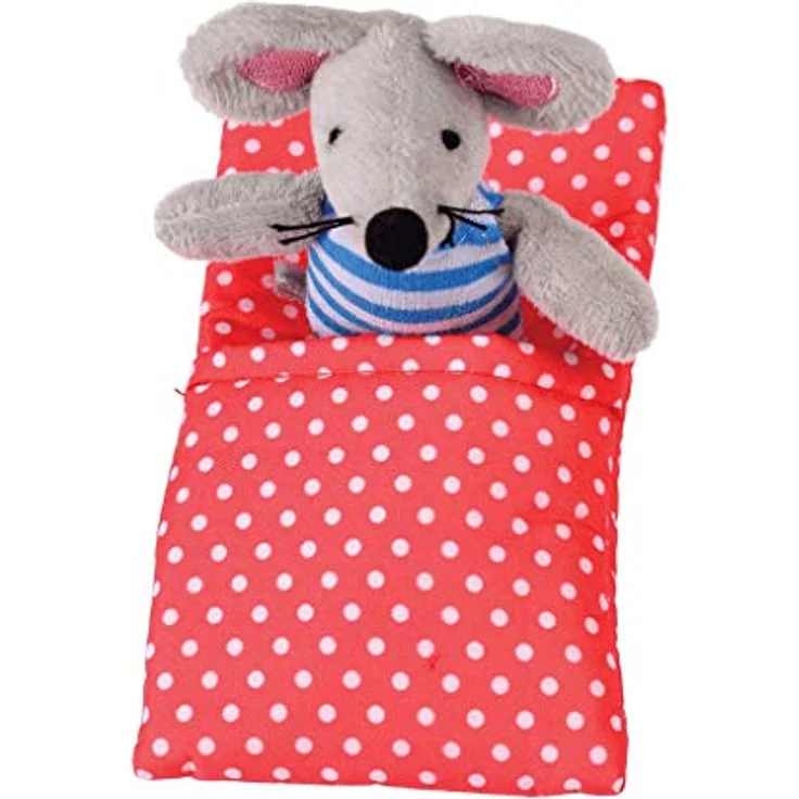 Rex London Plüschtier Maus "Mouse in a Little House": Kuscheltier-Set für Kleinkinder mit rotem Schlafsack und blauem Schlafhaus – Bild 3