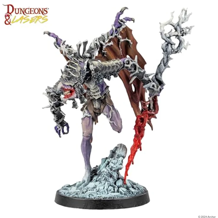 Dungeons & Lasers Warlords of Chaos Miniaturen Set, 3 große Modelle (80 mm - 110 mm) mit detailreichen Basen für DND- und 5E-kompatible RPG-Spiele, unlackiert und unmontiert – Bild 4