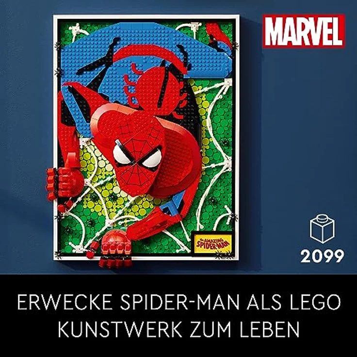 LEGO 31209 Art The Amazing Spider-Man Poster, 3D Wandbild-Set, baubares Leinwandbild, Superhelden-Deko, kreative Aktivität, Comic-Geschenk für Jugendliche und Erwachsene – Bild 2