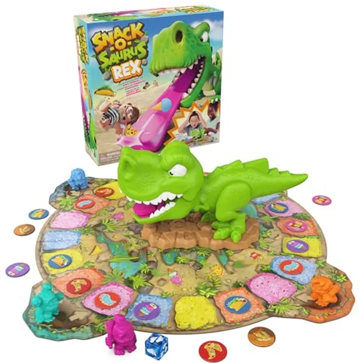 Spin Master Snack-O-Saurus Rex – Interaktives Brettspiel für Snack-Liebhaber & Dino-Fans, lustiges Familienspiel, für Kinder ab 5 Jahren