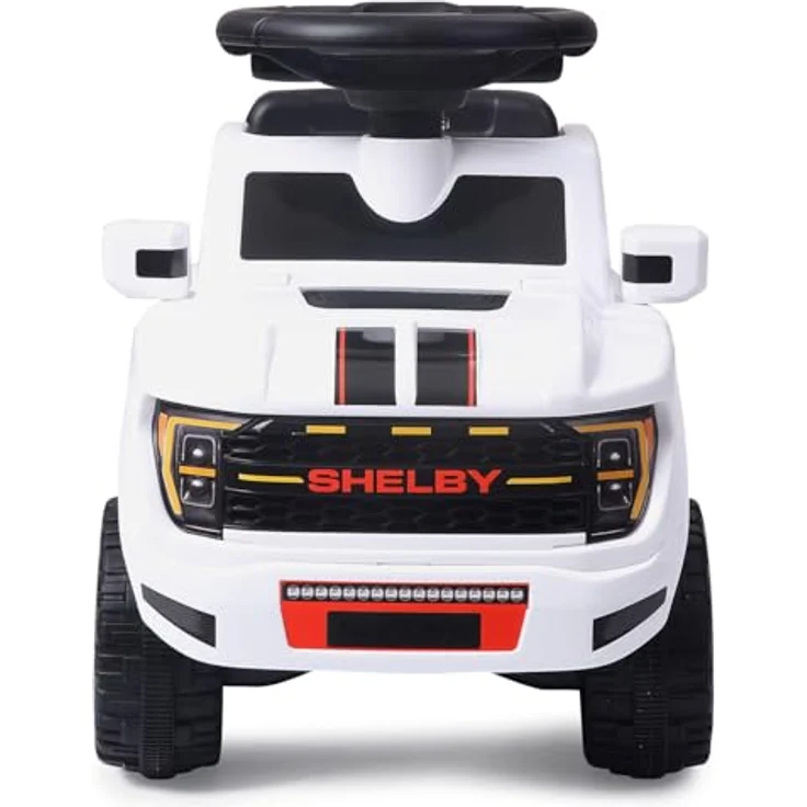 Weiss Rutscher Shelby Ford F-150 Raptor, Kinderfahrzeug mit Anhänger, weiss, ideal für Kleinkinder ab 12 Monaten mit Spielfunktionen – Bild 5